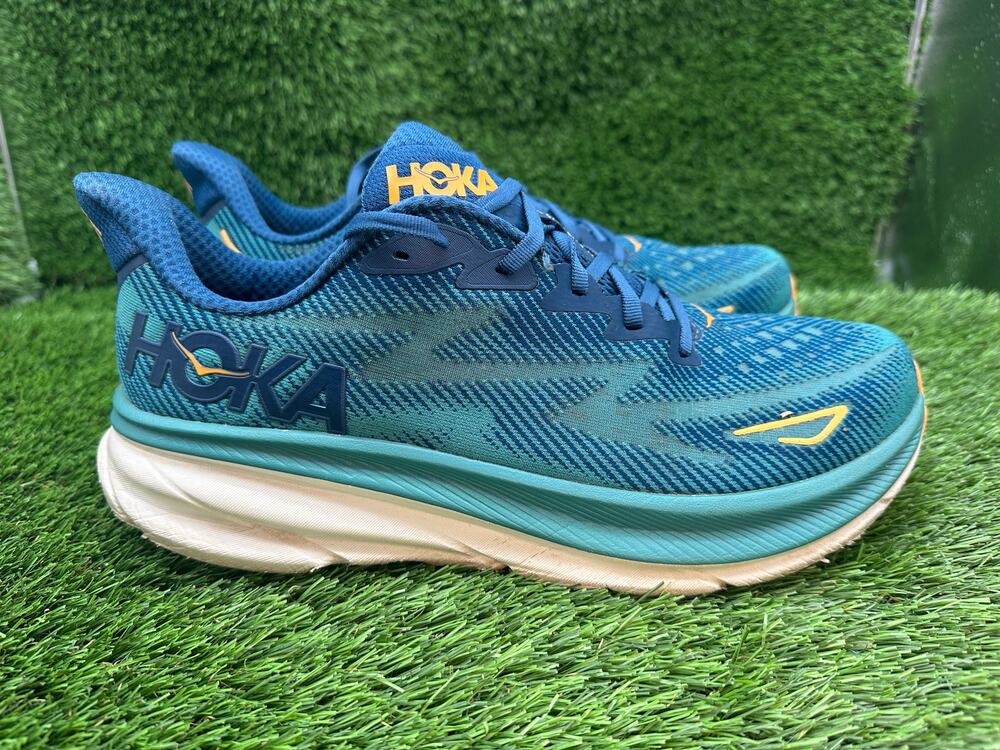 Hoka One One Clifton 9 1127895-MCN Athletic Sneaker Men's 12D Blue Knit Running
